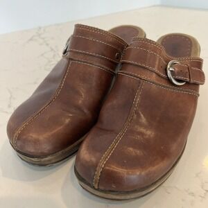 Bass Slip On Leather Mule Clog Women's Size 7 Leona READ!